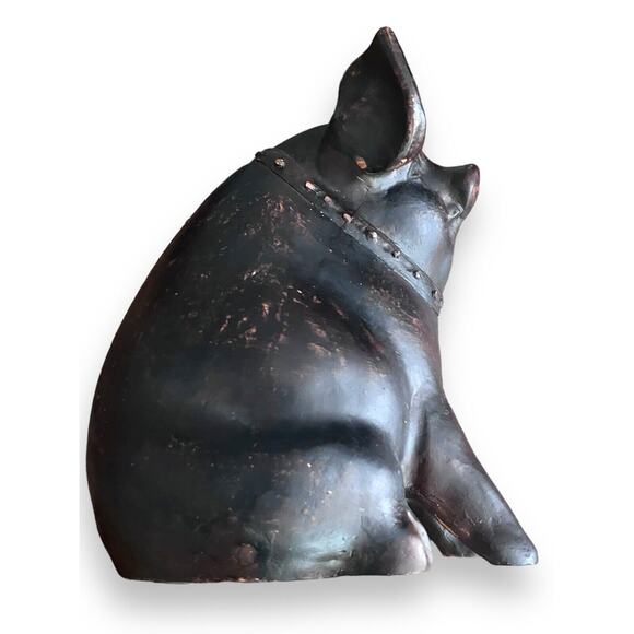 Curious Pig Heavy Resin Medium Statue Sculpture Rustic Farmhouse Decor 11 In. - Picture 5 of 8
